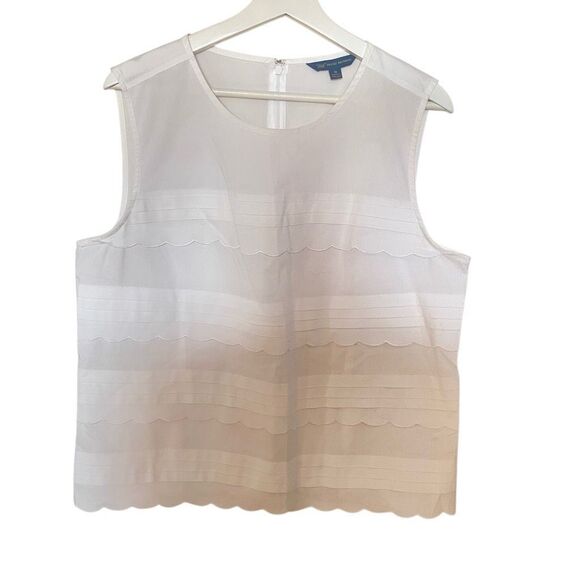 346 Brooks Brothers size 16 tank white ruffled scalloped layers - Picture 1 of 4